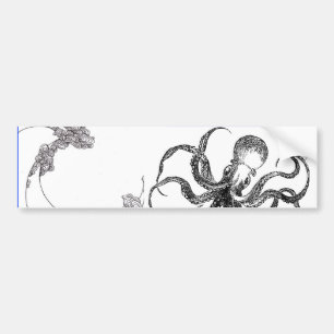 octopus wave bumper sticker