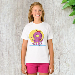 Octopus Wearing A Red Ball Cap Girls T-Shirt