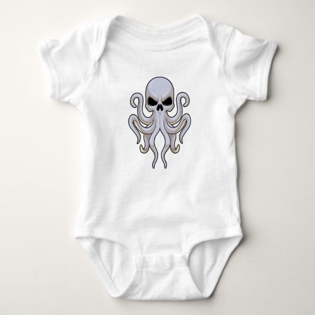 Octopus with 8 Arms & Skull Baby Bodysuit (Front)