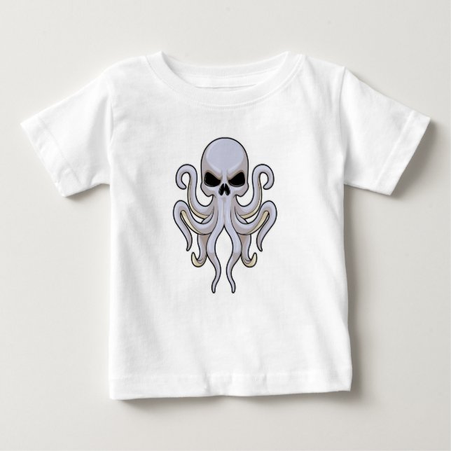Octopus with 8 Arms & Skull Baby T-Shirt (Front)