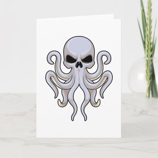 Octopus with 8 Arms & Skull Card (Front)