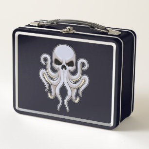 Octopus with 8 Arms & Skull Metal Lunch Box