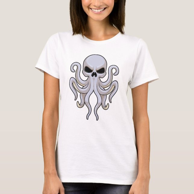Octopus with 8 Arms & Skull T-Shirt (Front)