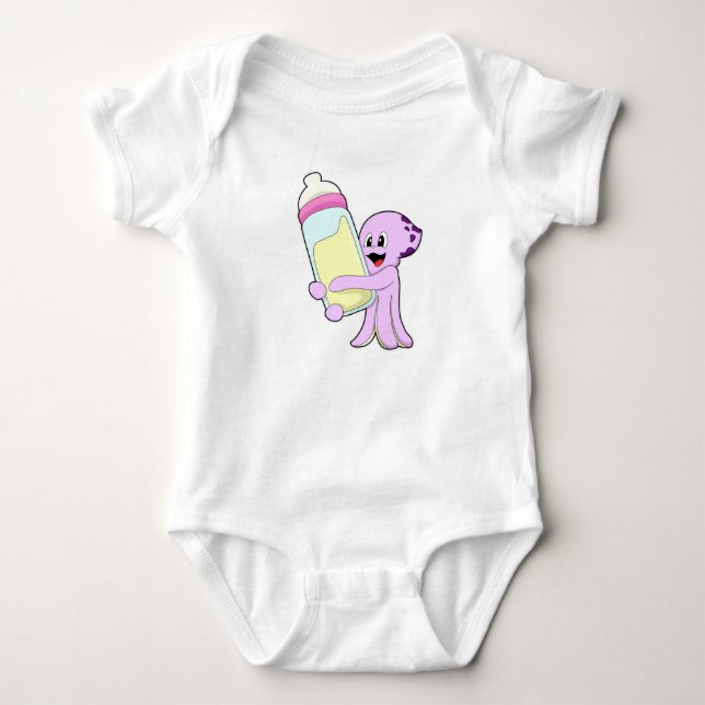 Octopus with Baby bottle Milk Bodysuit (Front)