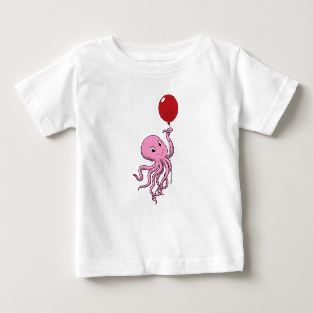 Octopus with Balloon Baby T-Shirt (Front)