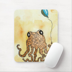Octopus with Balloon Mouse Pad