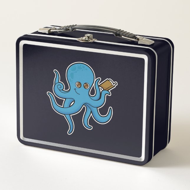 Octopus with Book Metal Lunch Box (Front)