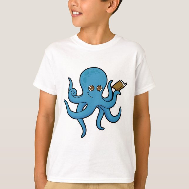 Octopus with Book T-Shirt (Front)