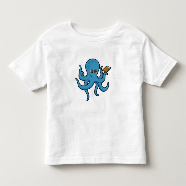 Octopus with Book Toddler T-Shirt (Front)