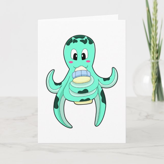 Octopus with Bottle of Milk Card (Front)