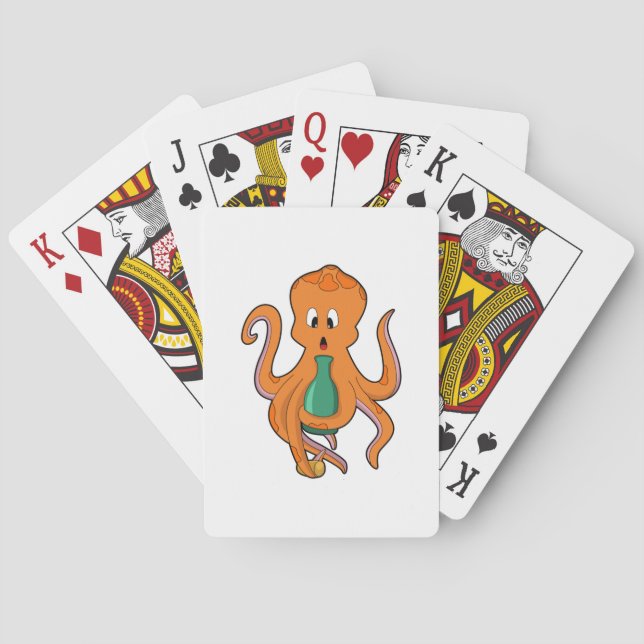 Octopus with Bottle.PNG Playing Cards (Back)