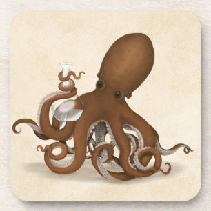 Octopus With Chemistry Flask Steampunk Nautical Coaster