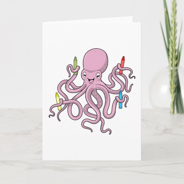 Octopus with Crayon Card (Front)
