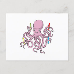 Octopus with Crayon Postcard