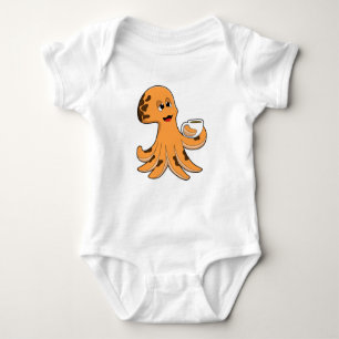 Octopus with Cup of Coffee Baby Bodysuit