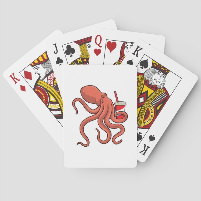 Octopus with Drink Playing Cards (Back)