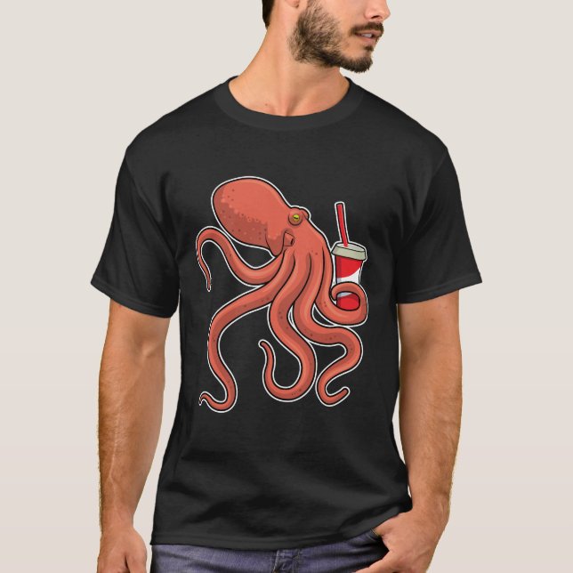 Octopus with Drink T-Shirt (Front)