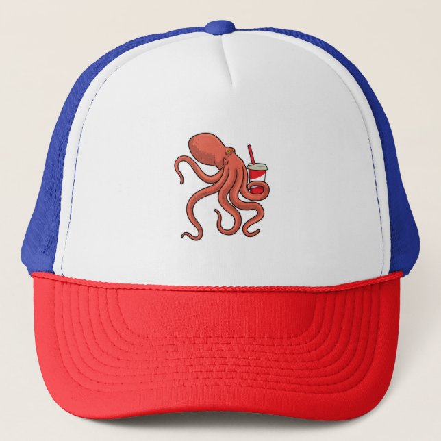 Octopus with Drink Trucker Hat (Front)