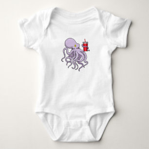 Octopus with Drinking mug Baby Bodysuit