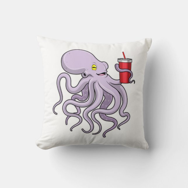 Octopus with Drinking mug Cushion (Front)