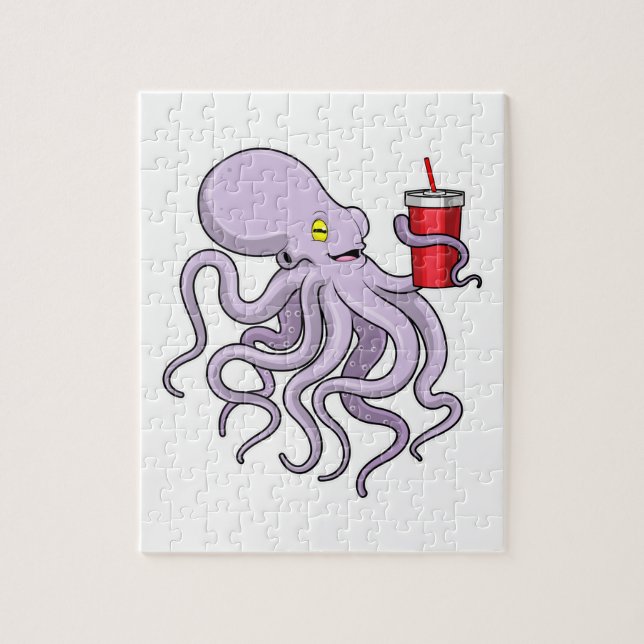 Octopus with Drinking mug Jigsaw Puzzle (Vertical)