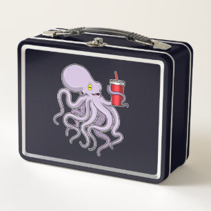 Octopus with Drinking mug Metal Lunch Box
