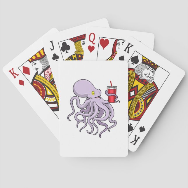 Octopus with Drinking mug Playing Cards (Back)