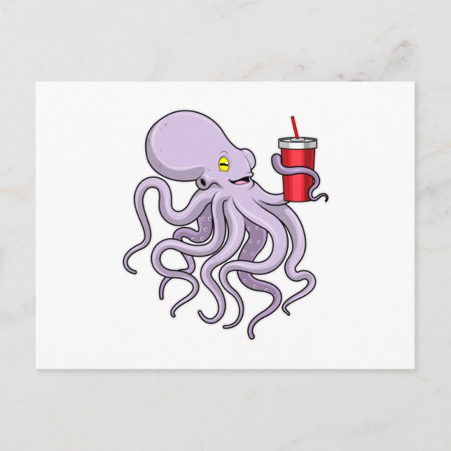 Octopus with Drinking mug Postcard (Front)