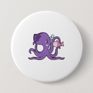Octopus with Fish.PNG 7.5 Cm Round Badge