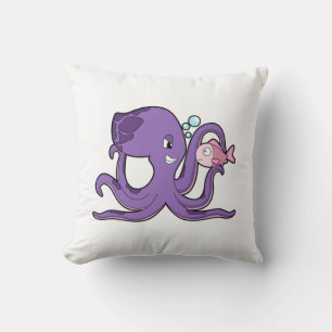 Octopus with Fish.PNG Cushion
