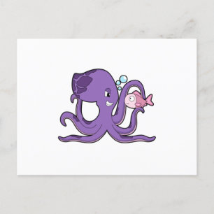 Octopus with Fish.PNG Postcard