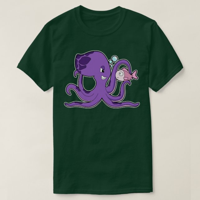 Octopus with Fish T-Shirt (Design Front)