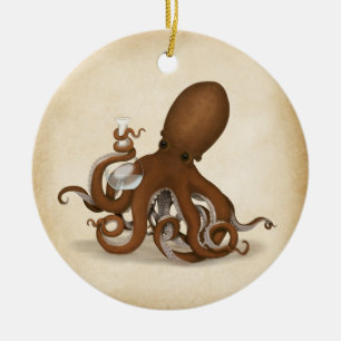 Octopus With Flask Chemistry Laboratory Neo-Victor Ceramic Ornament