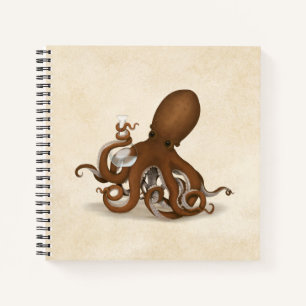 Octopus with Flask Steampunk Chemistry Science Notebook