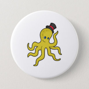 Octopus with Hat 7.5 Cm Round Badge