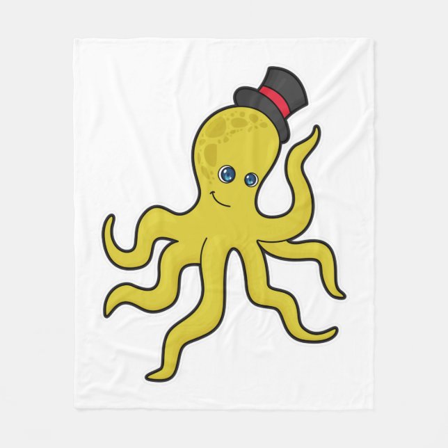 Octopus with Hat Fleece Blanket (Front)