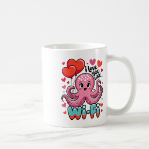 Octopus With Heart Bylloons I Love You Like Wi-fi  Coffee Mug