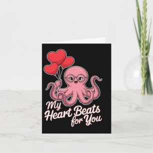 Octopus With Heart Bylloons My Heart Beats For You Card