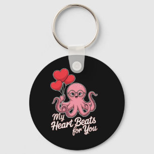 Octopus With Heart Bylloons My Heart Beats For You Key Ring