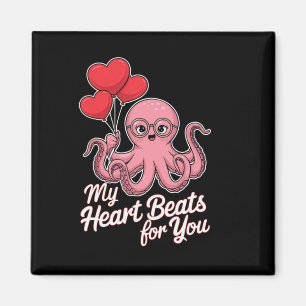Octopus With Heart Bylloons My Heart Beats For You Magnet