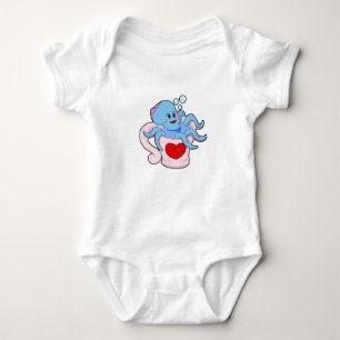 Octopus with Heart Cup.PNG Baby Bodysuit