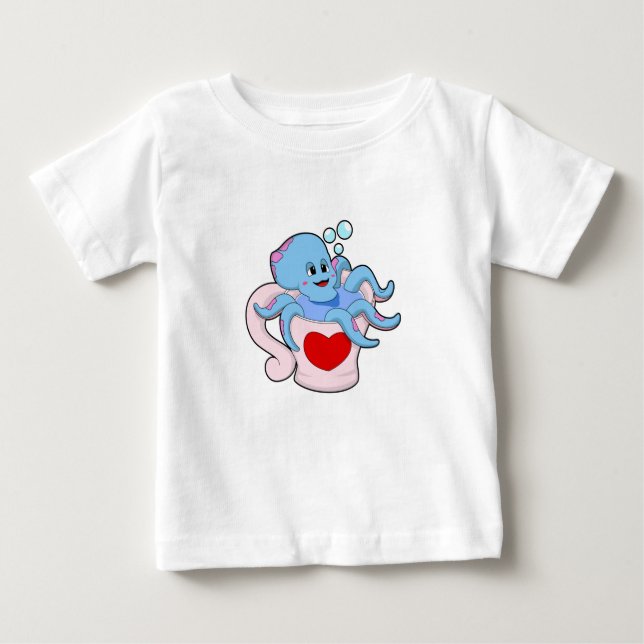 Octopus with Heart Cup.PNG Baby T-Shirt (Front)