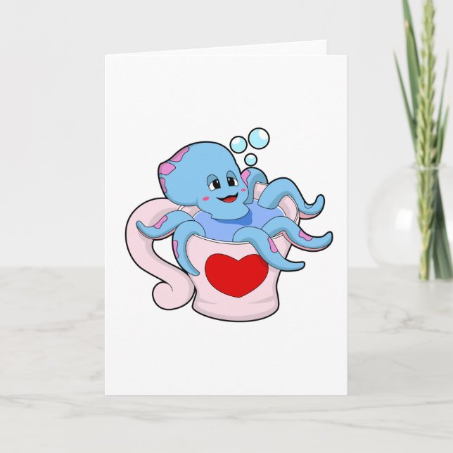 Octopus with Heart Cup.PNG Card (Front)