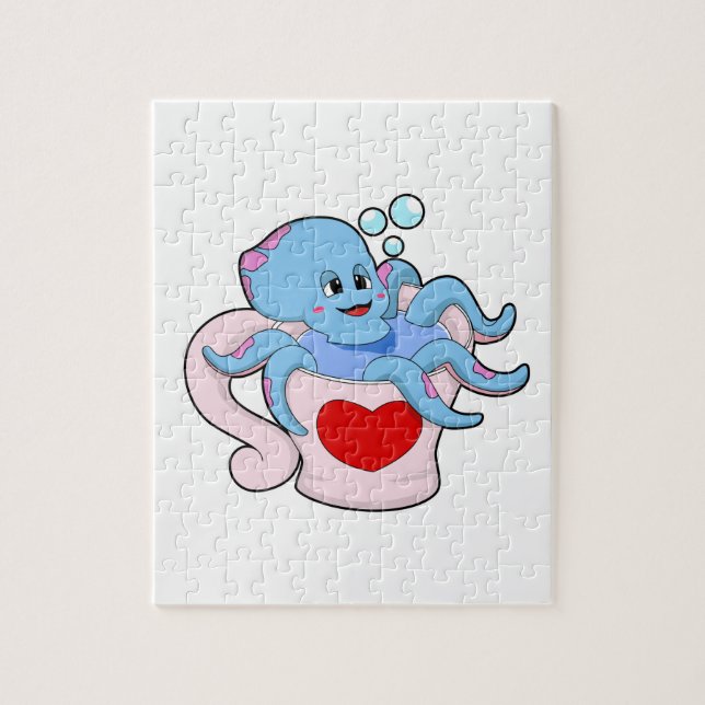 Octopus with Heart Cup.PNG Jigsaw Puzzle (Vertical)