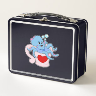 Octopus with Heart Cup.PNG Metal Lunch Box