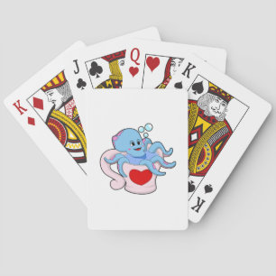Octopus with Heart Cup.PNG Playing Cards