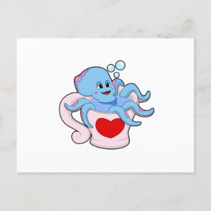 Octopus with Heart Cup.PNG Postcard