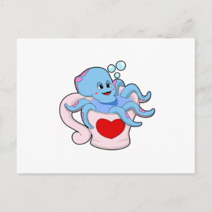 Octopus with Heart Cup.PNG Postcard