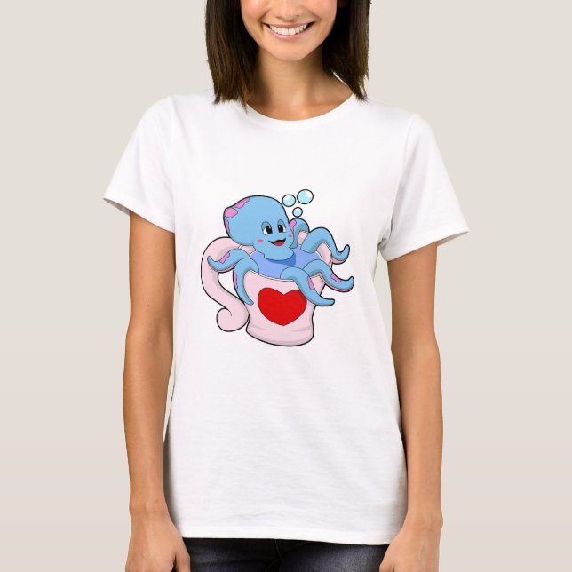 Octopus with Heart Cup.PNG T-Shirt (Front)