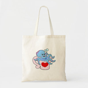 Octopus with Heart Cup.PNG Tote Bag